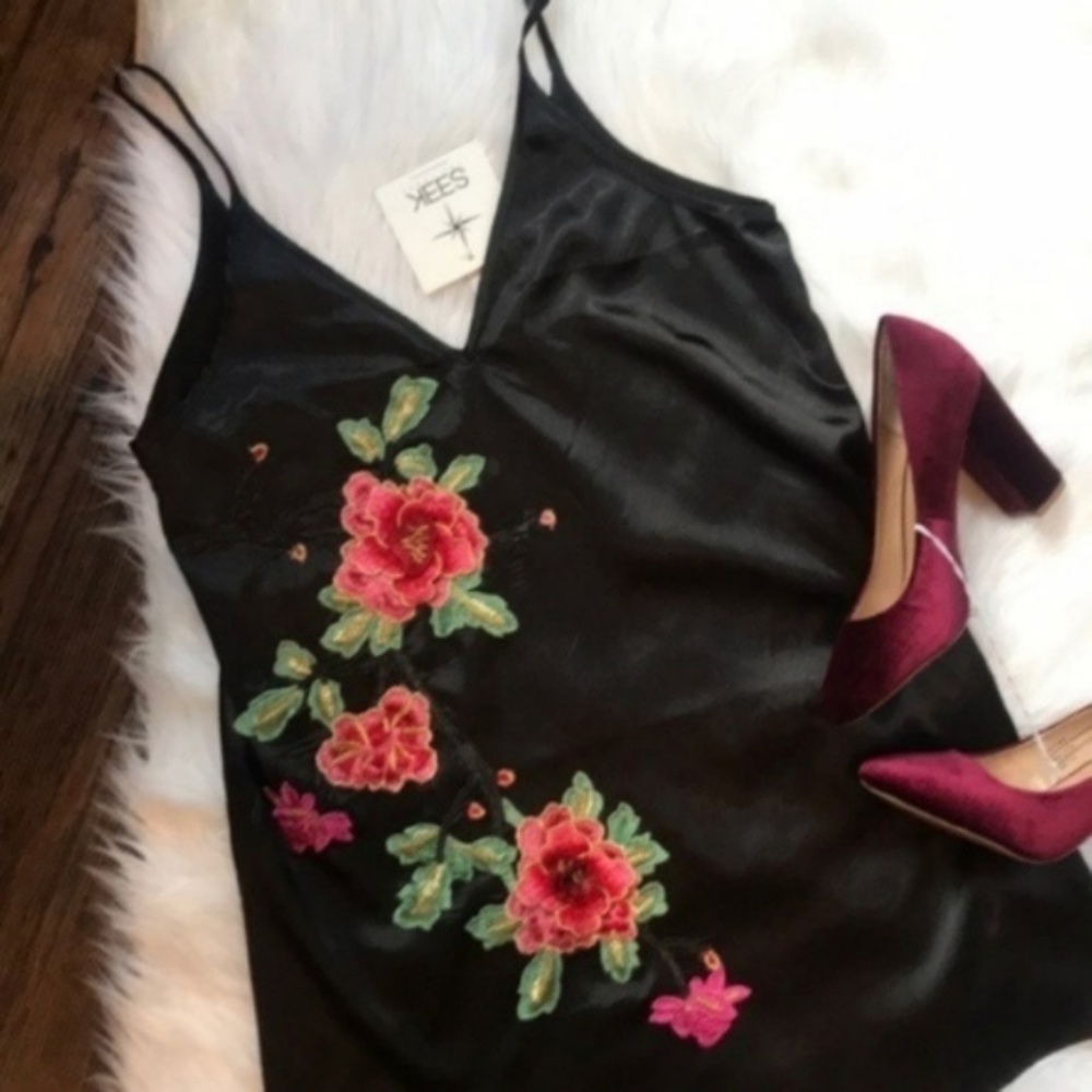 NWT Seek the label black floral slip dress